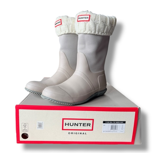 Hunter Original Insulated Roll Top Sherpa Boots Steall Size 8 +